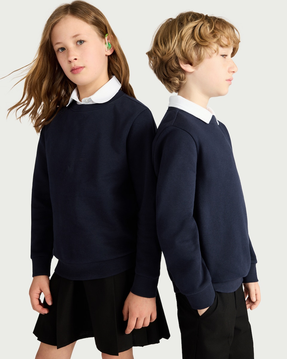 image 1 of F&F School Unisex 2-Pack Cotton Rich Sweatshirts in Navy