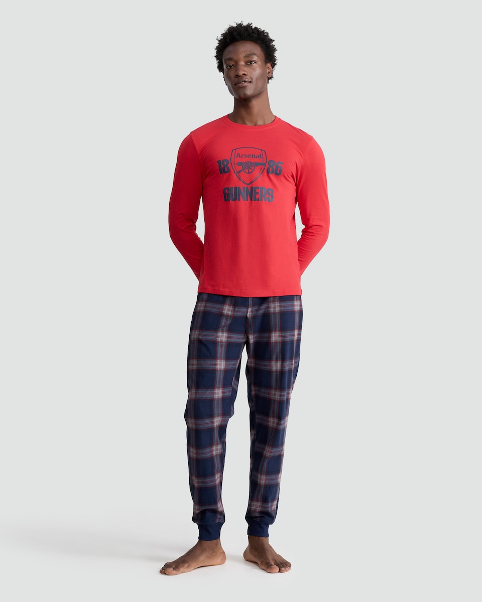 image 1 of Arsenal 2-Piece Top and Fleece Bottoms Pyjamas Set in Red