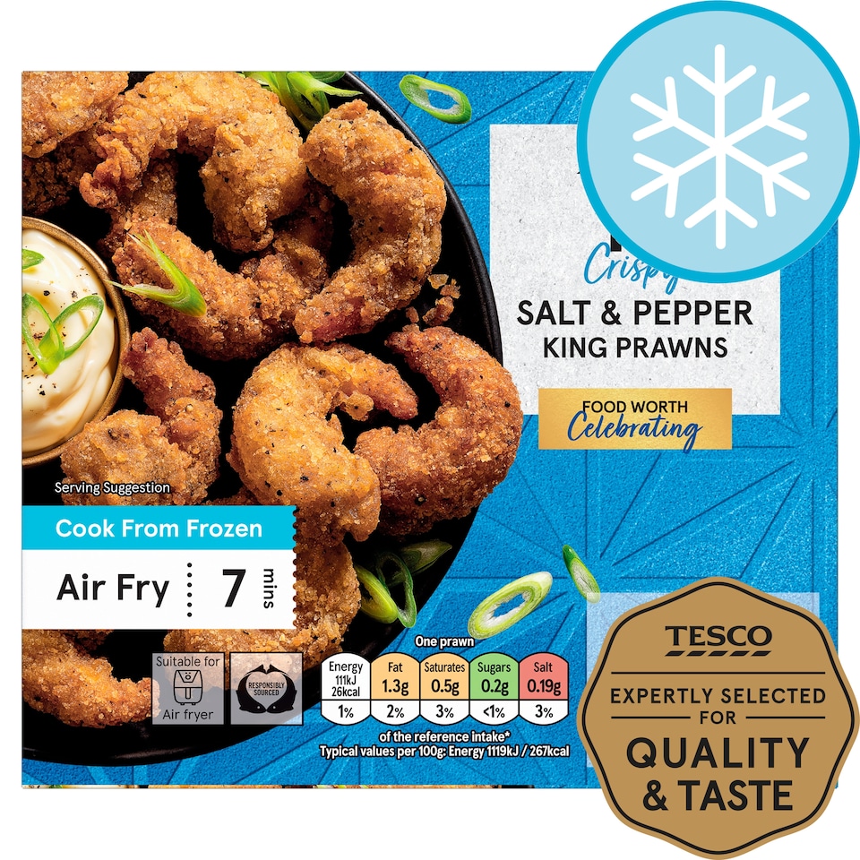 Tesco Salt & Pepper Prawns 12 Pack 132g