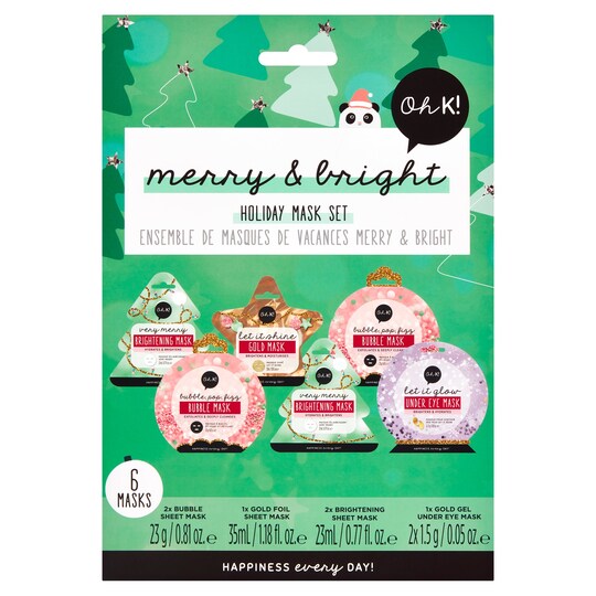 Oh K! Merry & Bright 6 Holiday Face Mask Set Tesco Groceries