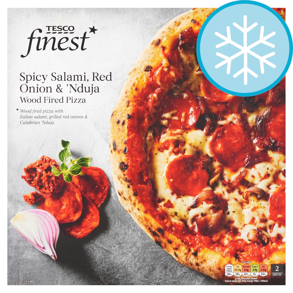 Tesco Finest Wood Fired Pizza - Spicy Salami, Red Onion & 'Nduja 420g