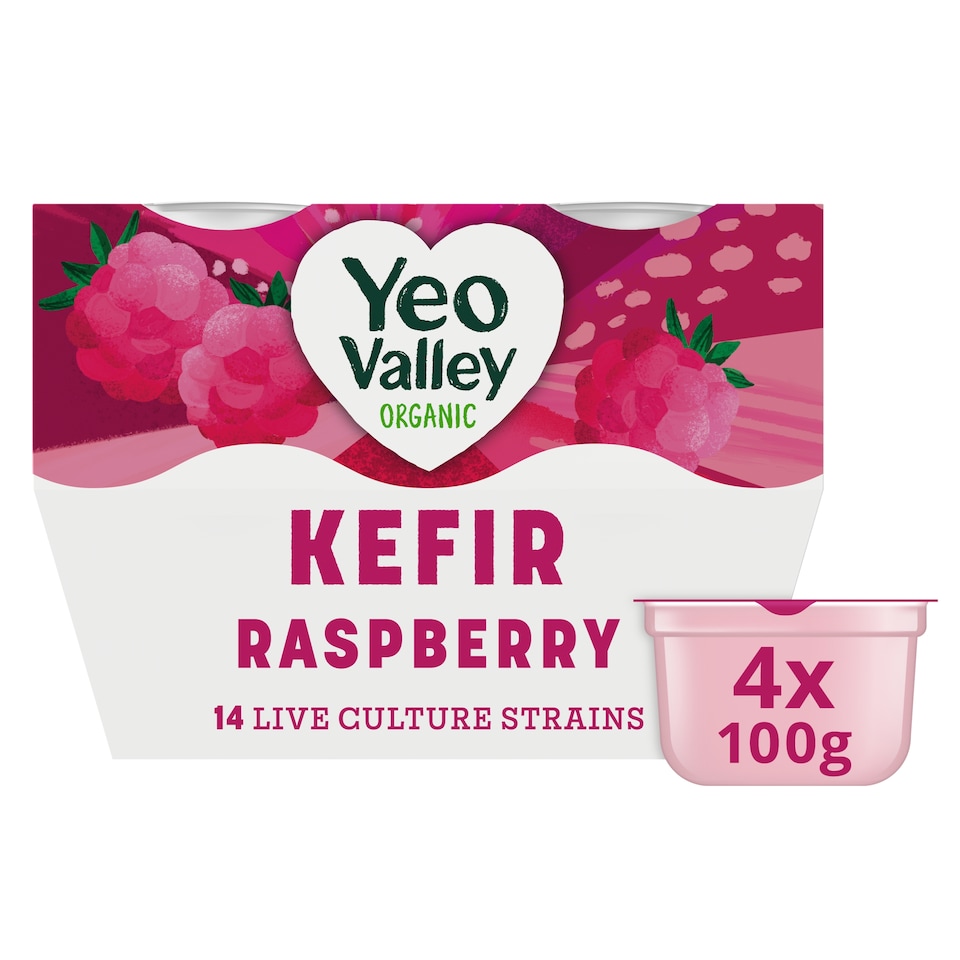 Yeo Valley Organic Kefir Raspberry 4X100g