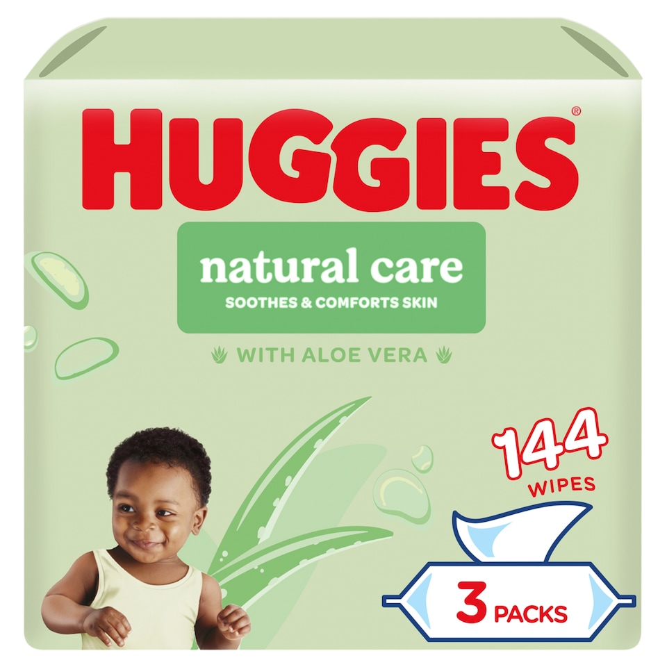 image 1 of Huggies Natural Care 0% Plastic Baby Wipes 3x48 144 Wipes