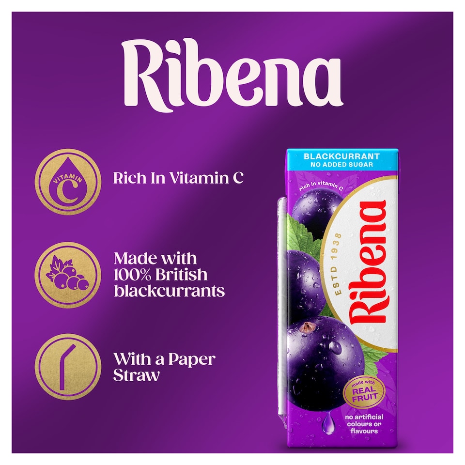 image 1 of Ribena Blackcurrant No Added Sugar Juice Drink 250ml