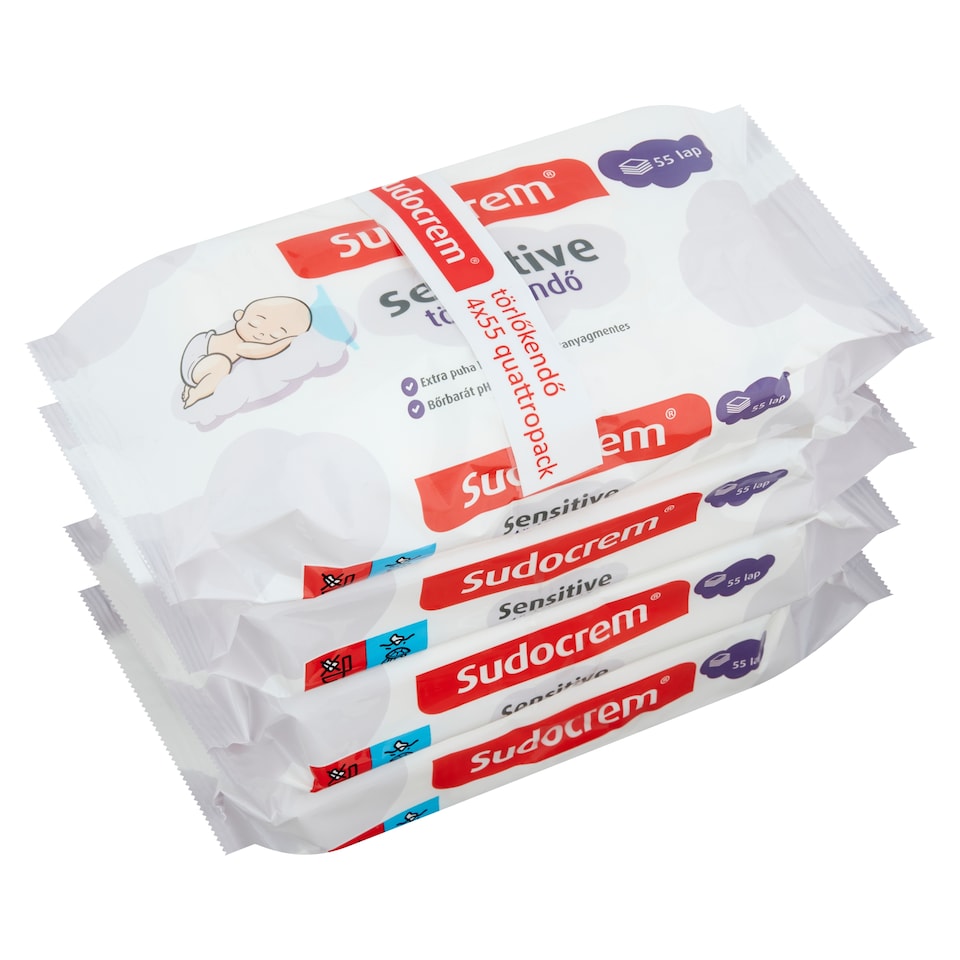 image 1 of Sudocream Sensitive Wipes 4 x 55 pcs
