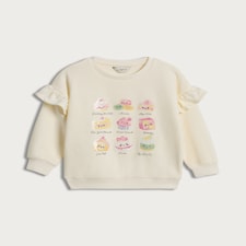 F&F Girls Cotton Rich Cupcake Embellished Sweatshirt in Cream