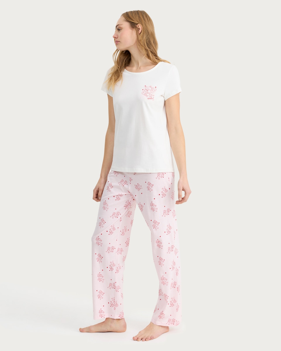 image 1 of F&F Pure Cotton Lobster Print Pyjama Set in Multi Pink