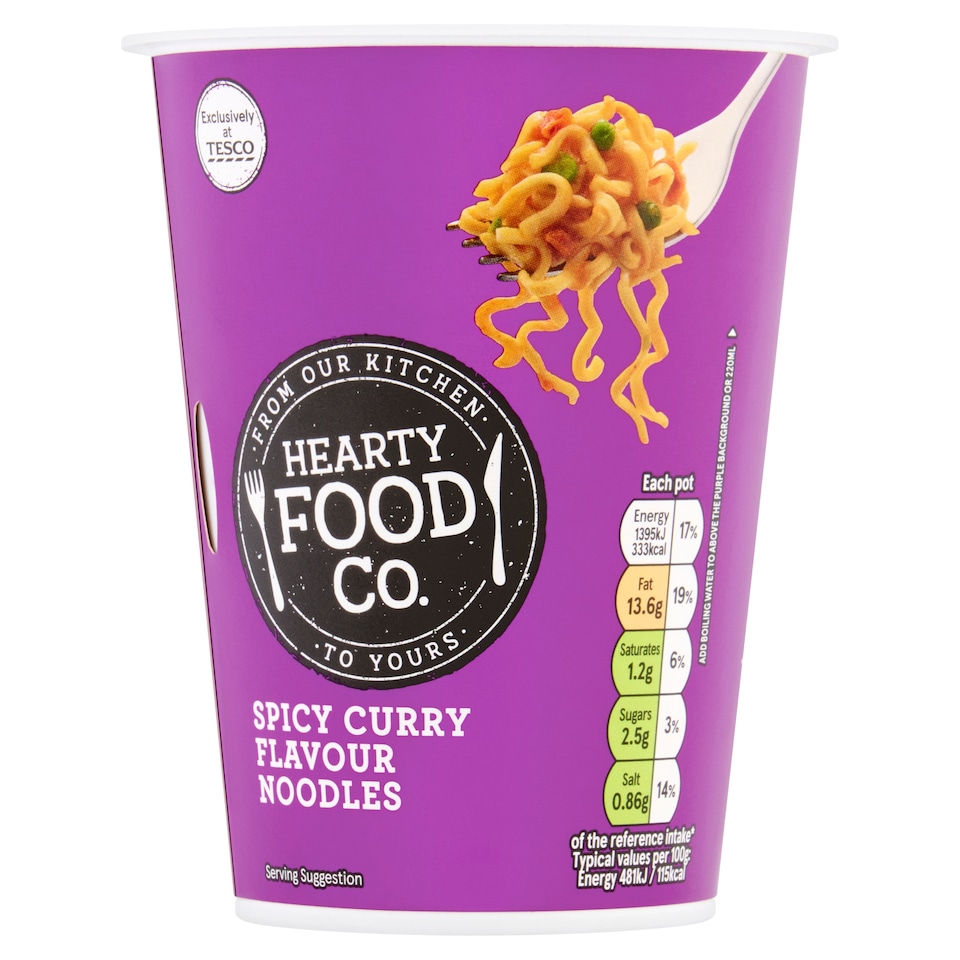 Hearty Food Co Spicy Curry Flavoured Noodles 70G