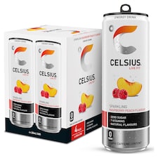 Celsius Live Fit Sparkling Raspberry Peach Flavour Zero Sugar Energy Drink 4x355ml