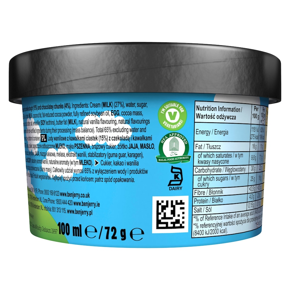 image 1 of BEN AND JERRY'S COOKIE DOUGH ICE CREAM TUB 100ML