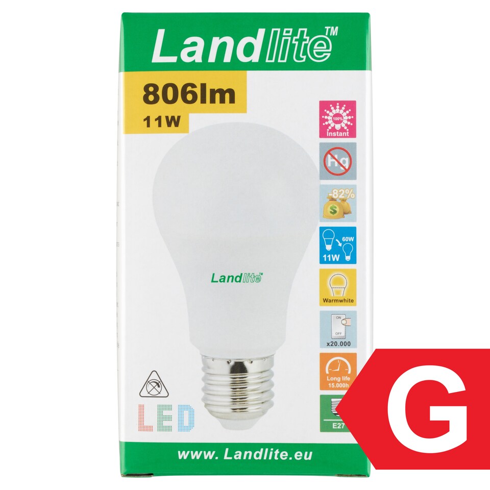 Landlite A60 806 lm 11 W E27 3000K LED izzó  1. kép
