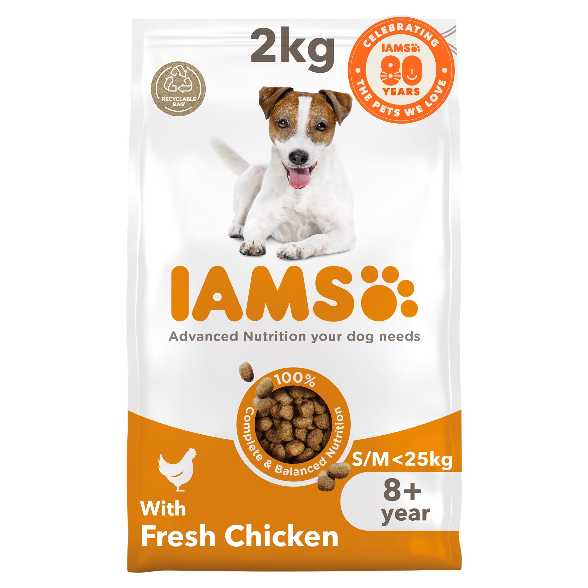Iams Senior Dog Dry Food Small/Medium Breed With Fresh Chicken 2kg
