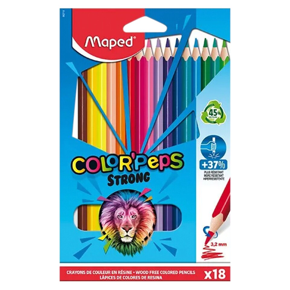 Maped Color' Peps Strong Triangular Colored Pencil Set 18 Different Colors