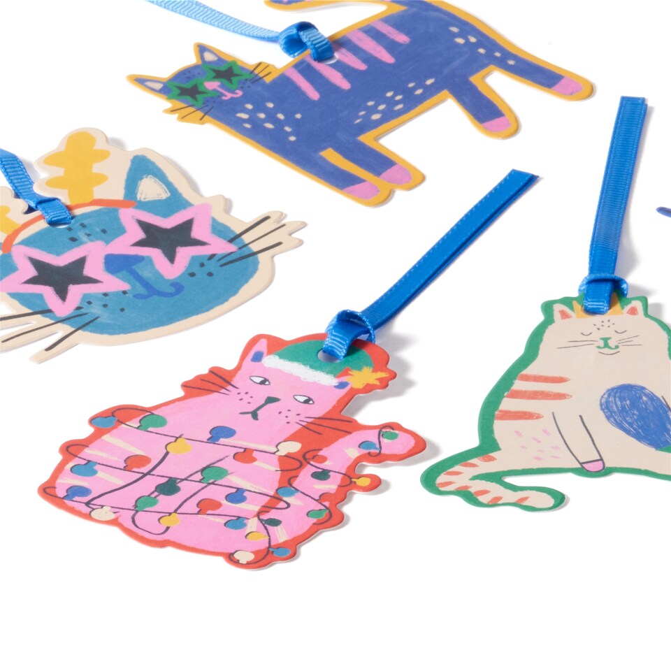 image 1 of Paperchase Cosmic Christmas 5 Pack Cat Gift Tags