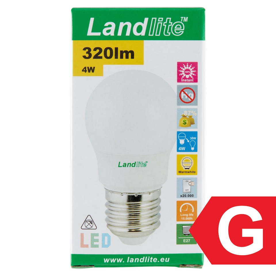 image 1 of Landlite G45 320 lm 4 W E27 3000K LED Lamp