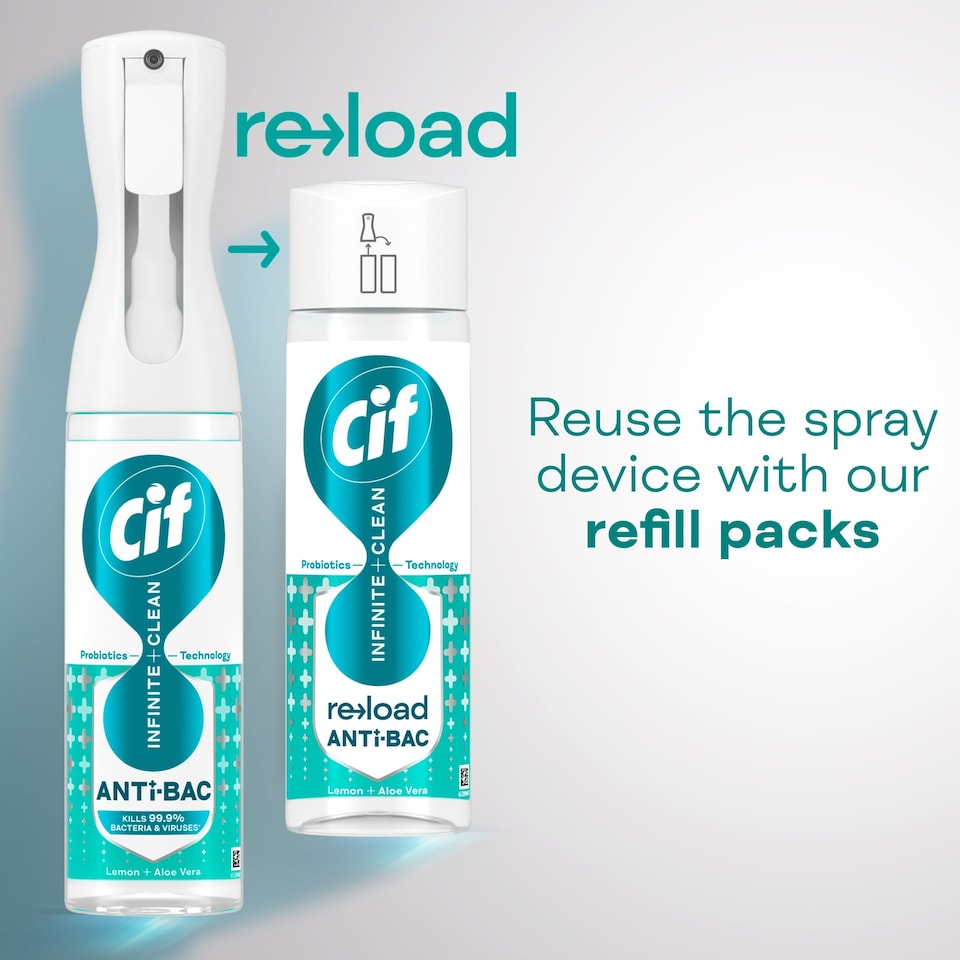 image 1 of Cif Infinite Clean Antibacterial Cleaner Refill Lemon & Aloe Vera 280 ml