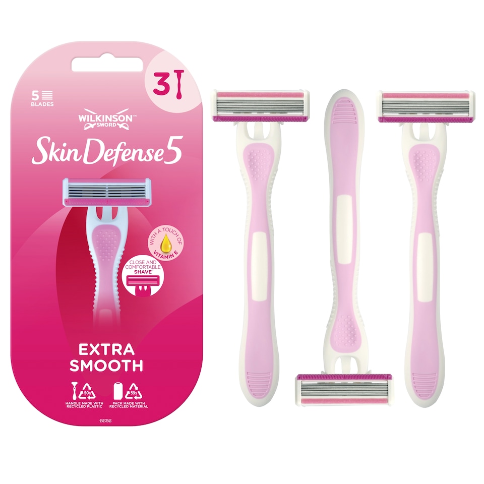 image 1 of Wilkinson Sword Skin Defense 5 Disposable Razors 3 Pack