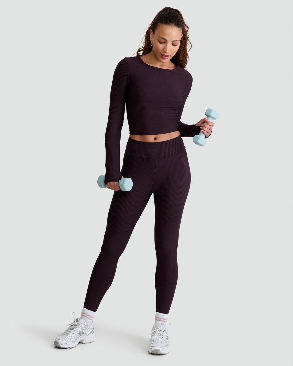 image 1 of Rise by Zara McDermott Ribbed Long Sleeved Pyjama Top in Purple