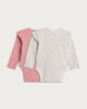 image 2 of F&F Baby 2-Pack Cotton Rich Floral Long Sleeved Bodysuits in Pink