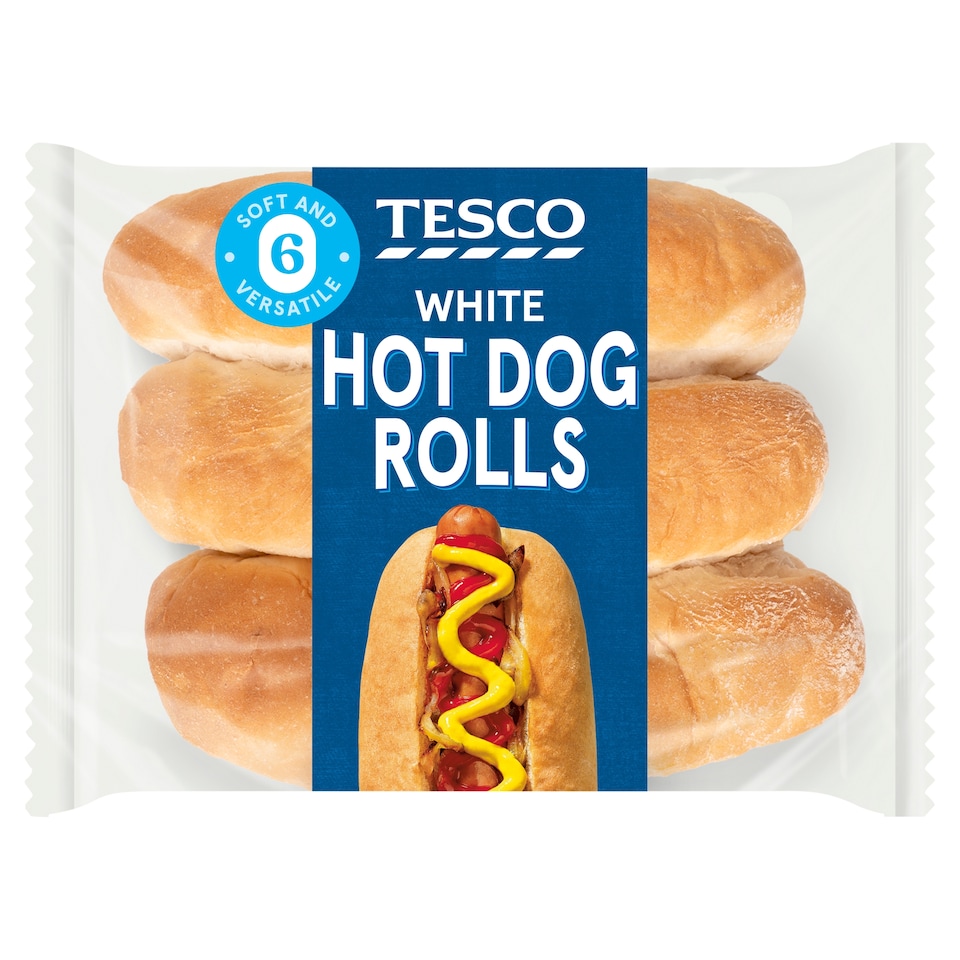 Tesco Soft White Hot Dog Rolls 6 Pack