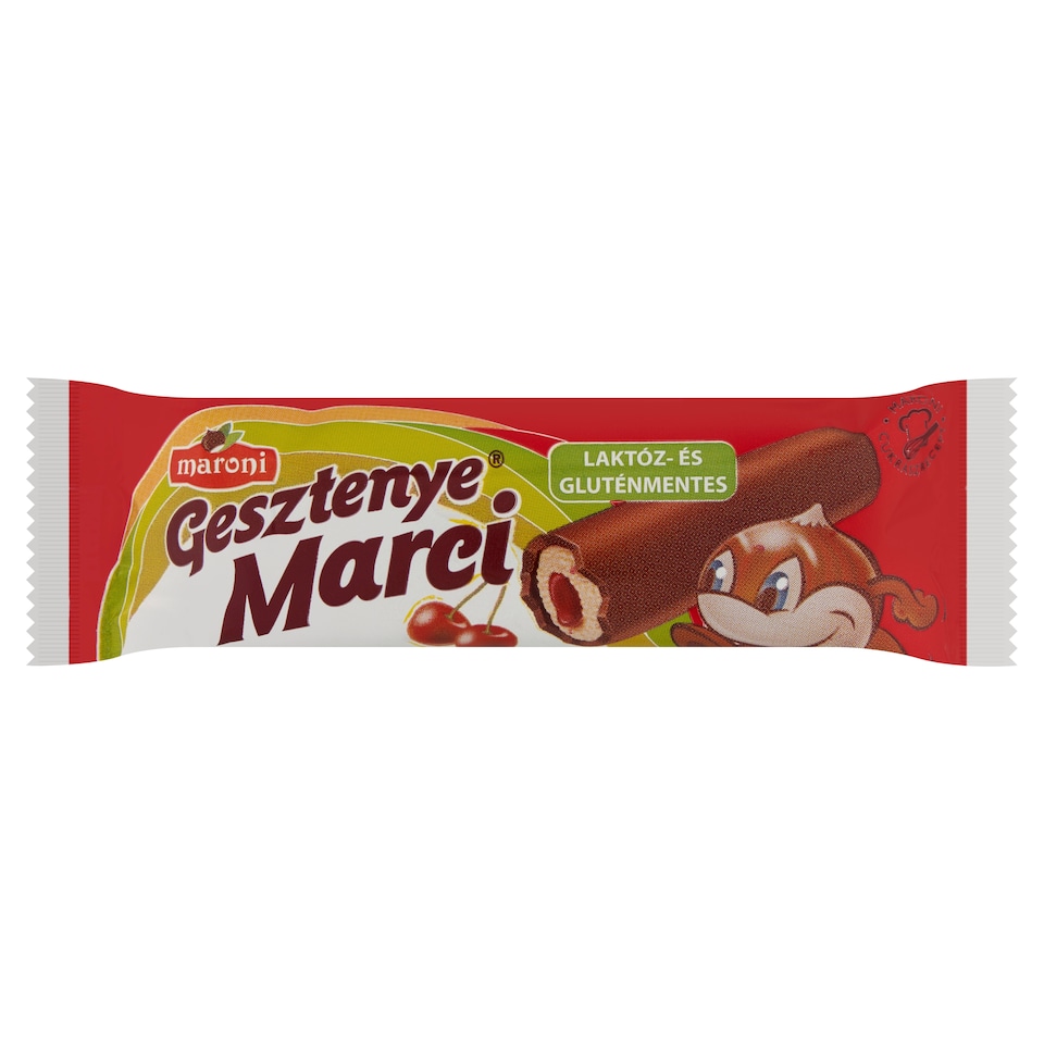 Maroni Gesztenye Marci házi meggydzsemmel töltött gesztenyerúd kakaós bevonómasszával mártva 30 g