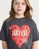 image 3 of Nirvana Pure Cotton Heart Print Short Sleeved T-Shirt in Grey