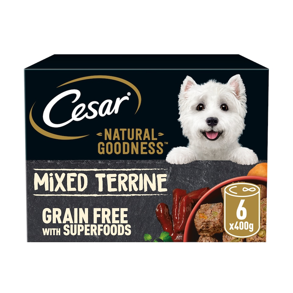 image 1 of Cesar Natural Goodness Wet Dog Food Tin Can Mixed Terrine 6x400g