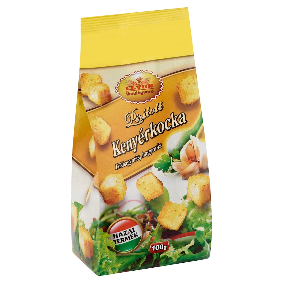 Elyon Vendégváró pirított kenyérkocka fokhagymás, hagymás ízesítéssel 100 g 1. kép