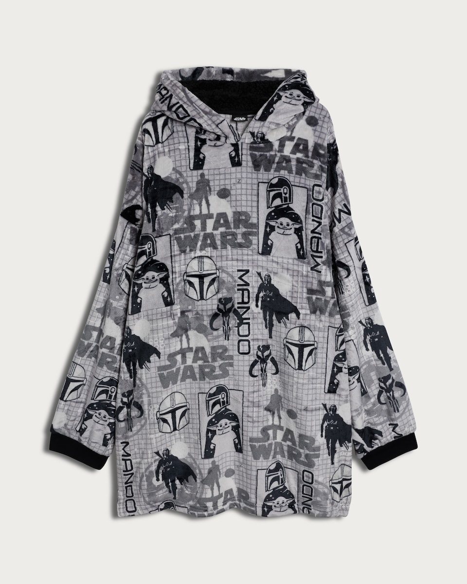 image 1 of Star Wars Mandalorian Fleece Hoodie in Grey