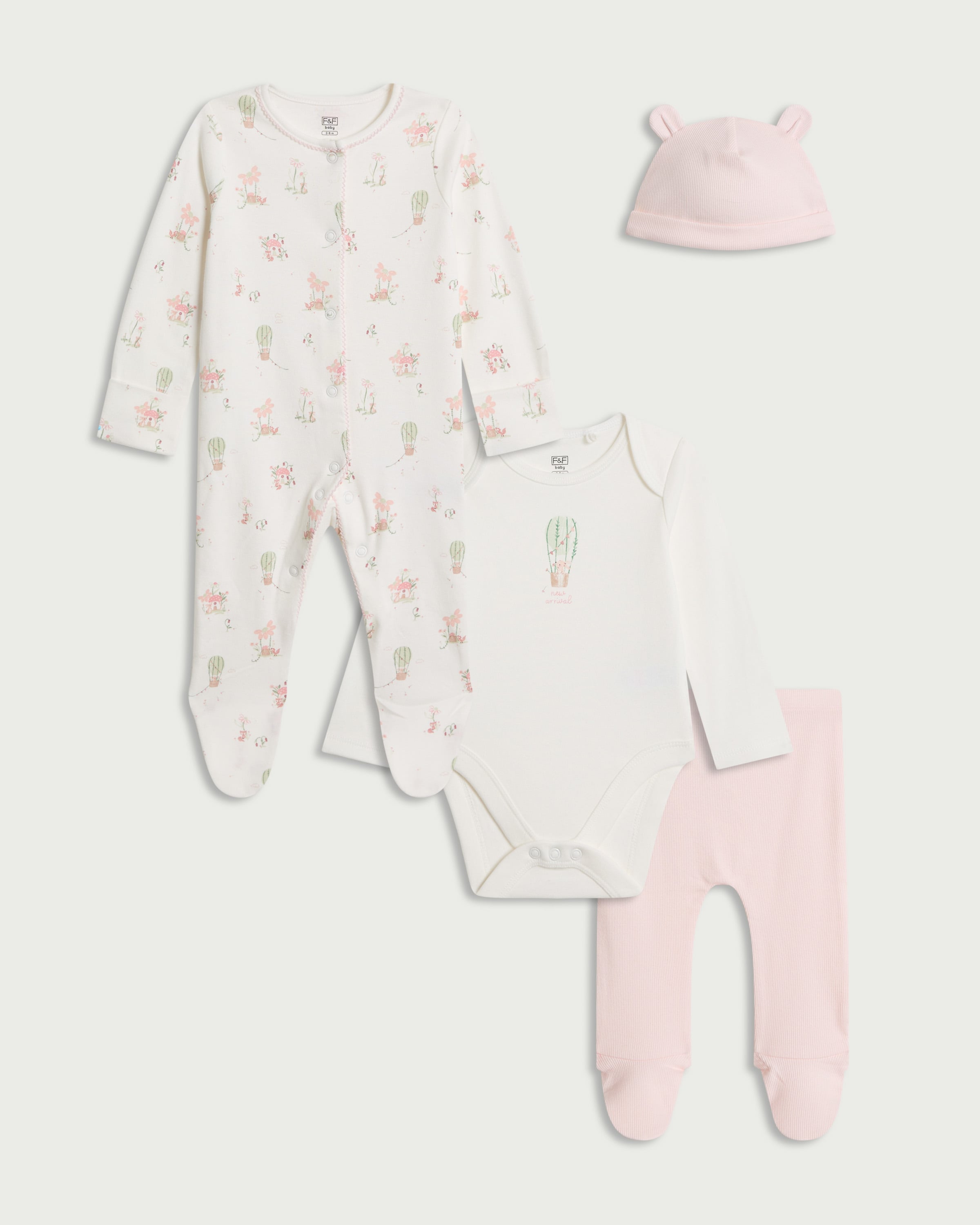 F&F Baby 4-Piece Cotton Rich Set in White