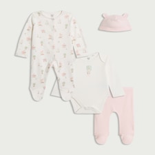 F&F Baby 4-Piece Cotton Rich Set in White