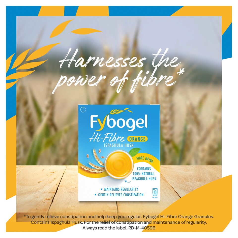 image 1 of Fybogel Hi-Fibre Orange Constipation Relief Sachets - Ispaghula Husk Fibre Drink 10s