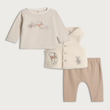 Disney Winnie the Pooh 3-Piece Hooded Gilet, Long Sleeved Top and Leggings Set in White