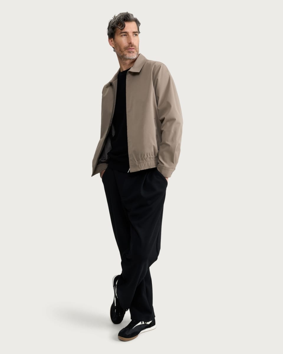 image 1 of F&F Collared Zip Up Jacket in Stone