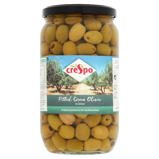 Crespo Pitted Green Olives In Brine 820G Tesco Groceries