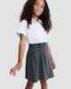 image 1 of F&F School Girls Cotton Rich Bow Detail Pleated Skirt in Grey
