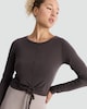 image 1 of F&F Active Modal Rich Drawstring Hem Long Sleeved Yoga Top in Brown