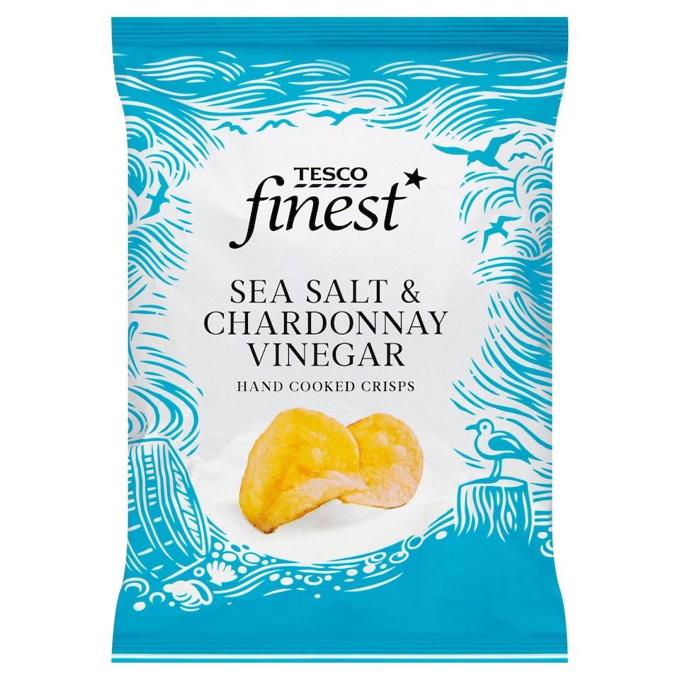 Tesco Finest Hand Cooked Crisps - Sea Salt & Chardonnay Vinegar 150g