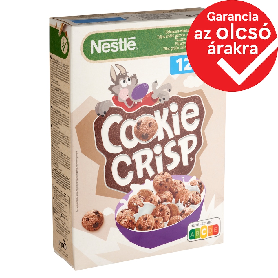 Nestlé Cookie Crisp süti formájú, csokiízű, ropogós gabonapehely 375 g