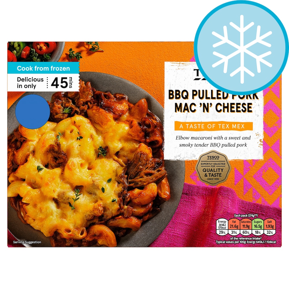 Tesco BBQ Pulled Pork Mac & Cheese 400g