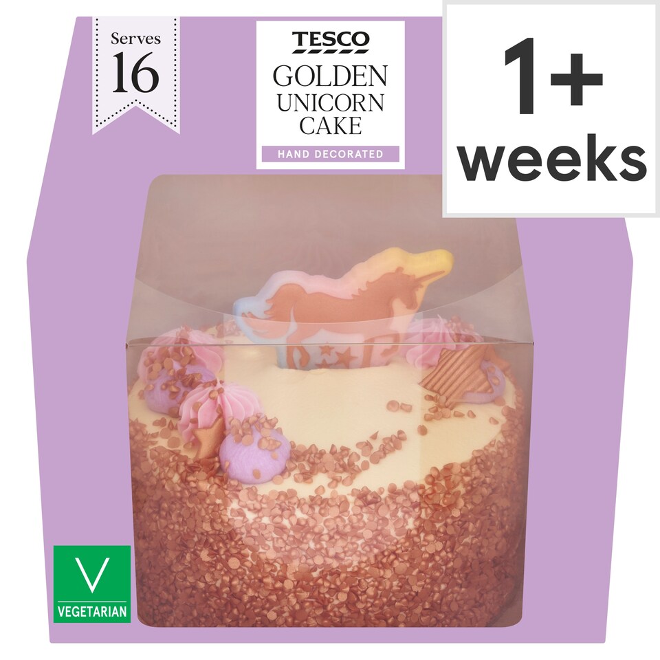 Tesco Golden Unicorn Cake - Vanilla and Raspberry