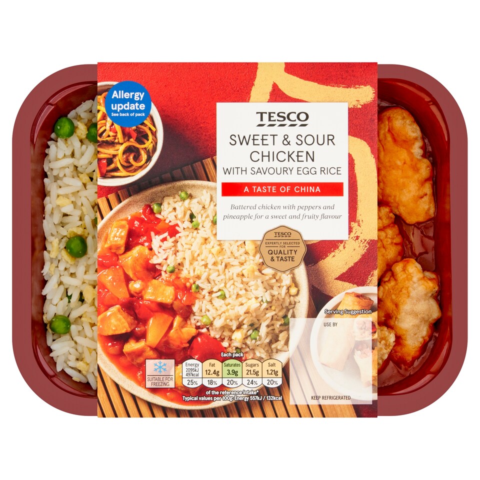 TESCO SWEET & SOUR CHICKEN WITH EGG RICE 400G