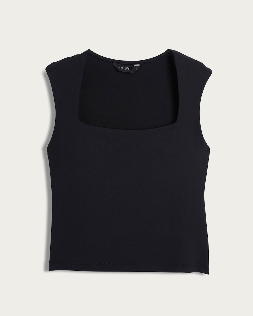 F&F Polyamide Square Neck Sleeveless Top in Black