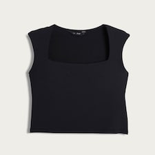 F&F Polyamide Square Neck Sleeveless Top in Black