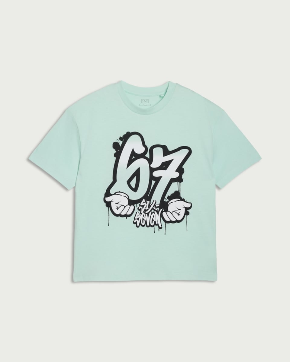 image 1 of F&F Boys Pure Cotton 6-7 T-Shirt in Mint