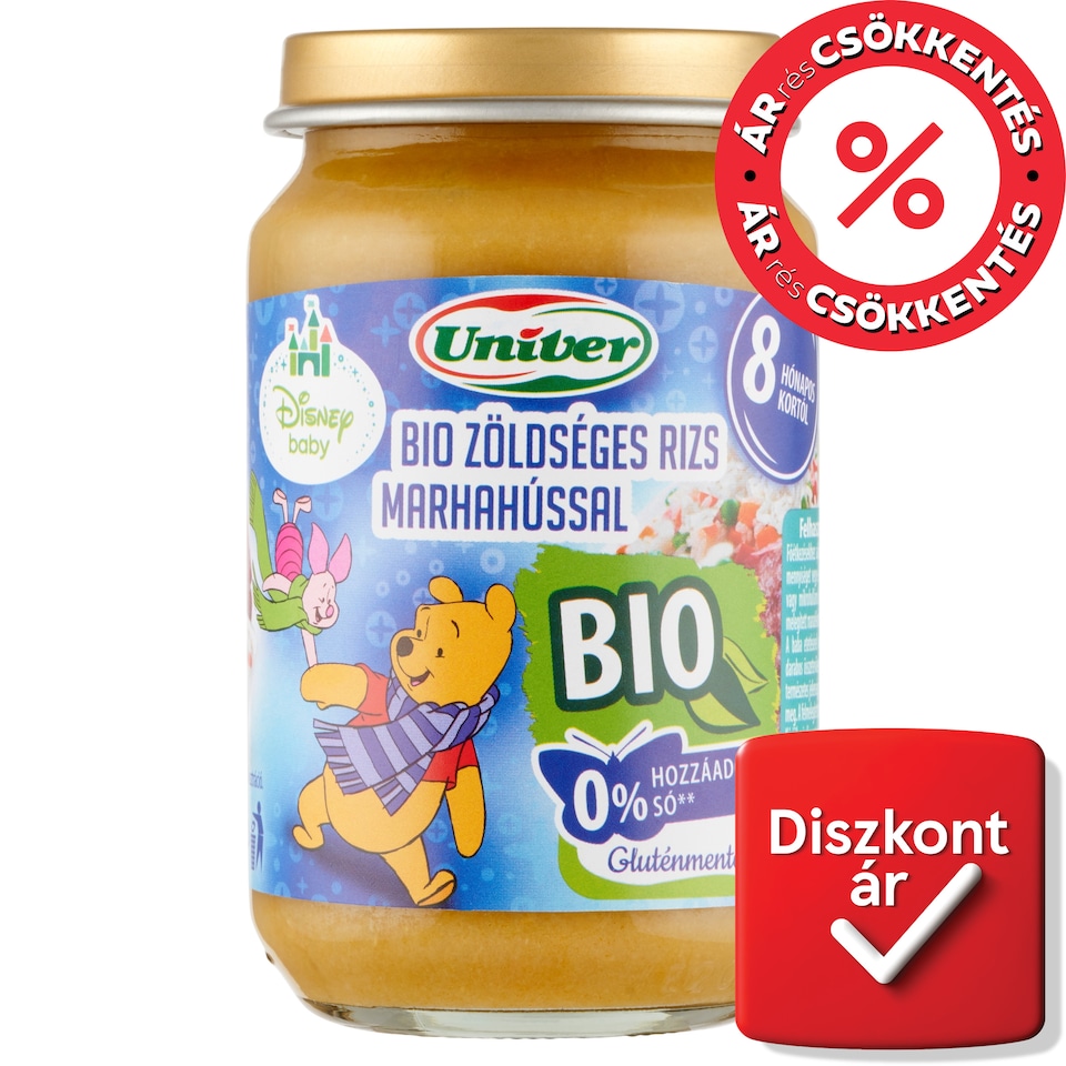 Univer bio zöldséges rizs marhahússal bébiétel, 8 hónapos kortól 163 g  1. kép