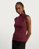 image 1 of F&F Cotton Modal Blend High Neck Sleeveless Top in Burgundy