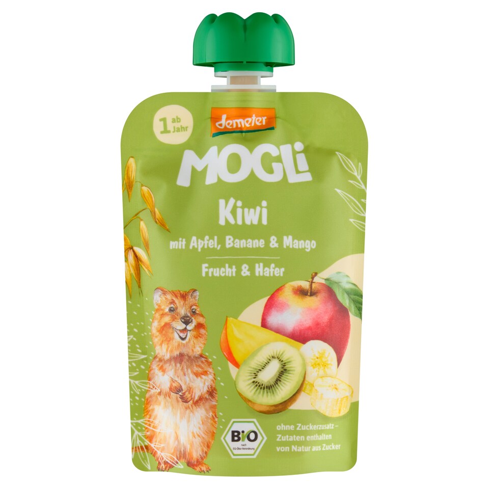 Mogli Bio kiwi kapsička s jablkem, banánem, mangem a ovesnými vločkami 100g