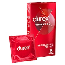Durex Thin Feel Condoms Enhanced Sensitivity Regular Fit 6 Pack