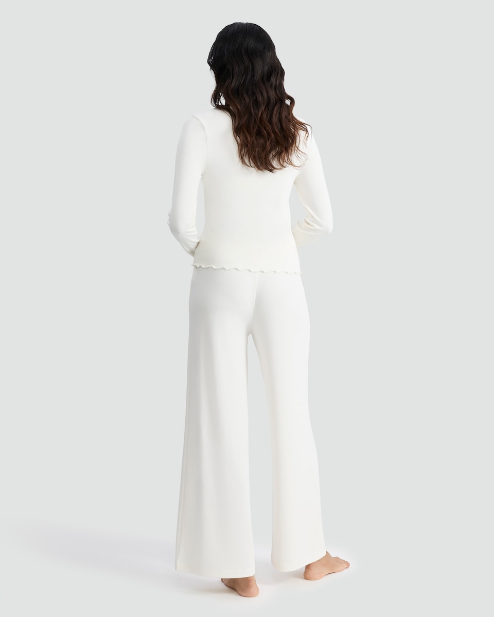 image 1 of Rise by Zara McDermott Modal Rich Button Front Pyjama Cardigan in Cream